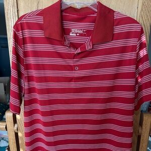 Nike Men's Polo Shirt in Red and White Stripes